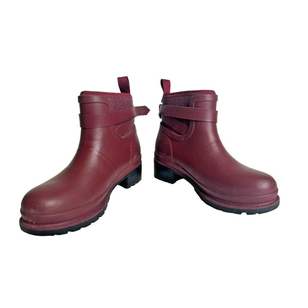 MUCK Boot Women's 5 Boot Liberty Waterproof Pull On Rubber BLOCK HEEL Red
